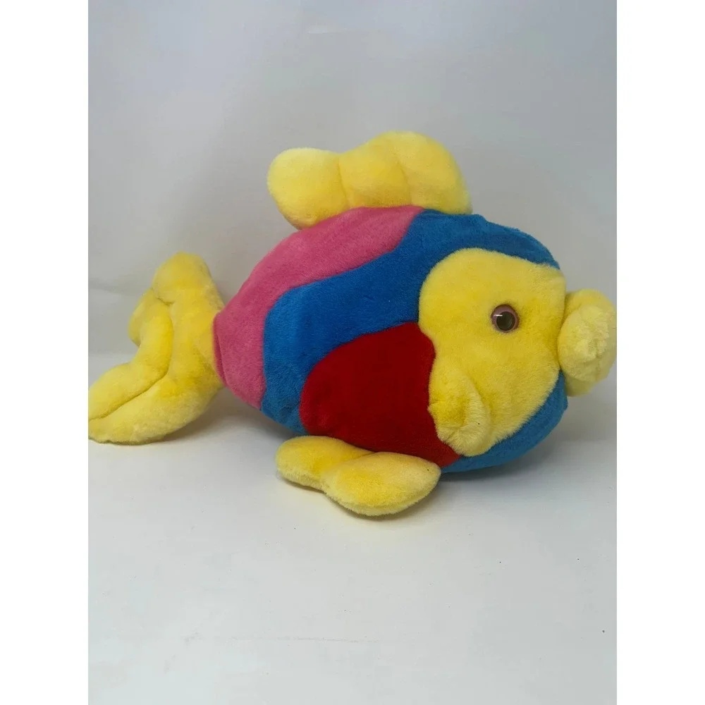 Colorful Tropical Fish Plush Stuffed Animal Yellow Blue Red Pink Soft Toy